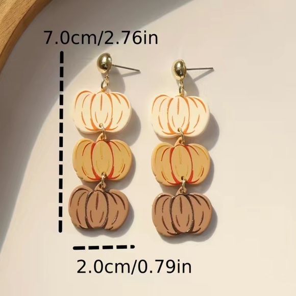 Pumpkin Dangle Earrings - Picture 6 of 6
